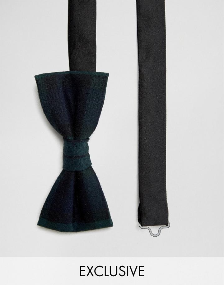 Noose & Monkey Bow Tie In Plaid - Green