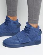 Adidas Originals Tubular Invader Strap Sneakers In Blue Bb5036 - Blue