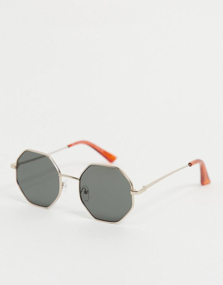 New Look Metal Hex Sunglasses In Gold