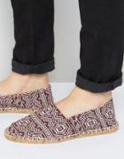 Asos Espadrilles In Burgundy Ikat Print - Red