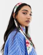 Asos Design Headband With Oversized Scarf Ties In Floral Print - Multi