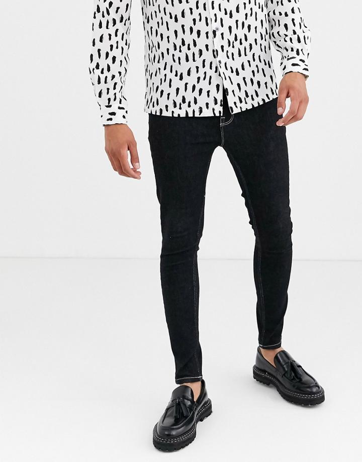 Asos Design Spray On Jeans In Power Stretch In Flat Black