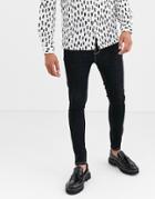 Asos Design Spray On Jeans In Power Stretch In Flat Black