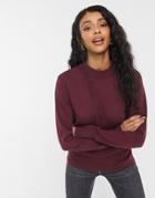 Monki Ambidextra Knit Sweater In Wine Red