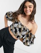Virgos Lounge Bardot Sequin Top In Multi-gold