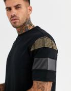 River Island T-shirt With Pu Blocking In Black