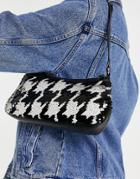 My Accessories London Shoulder Bag In Black And White Sequin Houndstooth-multi