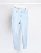 River Island Amelie Ripped Skinny Jeans In Light Blue