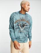 Asos Design Oversized Long Sleeve T-shirt In Tie Dye With Colorado Vintage City Print-blues