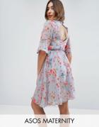 Asos Maternity Pretty Skater Dress With Embroidery - Multi