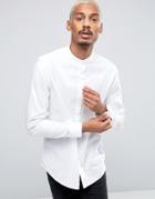 Selected Homme Long Sleeve Slim Grandad Shirt - White