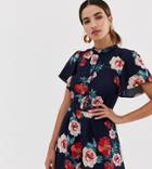 Oasis Romper With High Neck In Floral Print - Multi