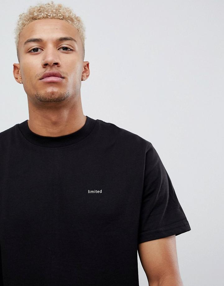 Night Addict Oversized Limited Chest Print T-shirt - Black