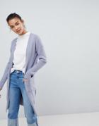 Fashion Union Relaxed Cardigan With Rib Sleeves - Blue