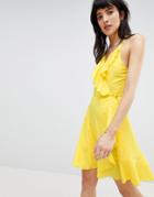 Vero Moda Ruffle Wrap Dress - Yellow