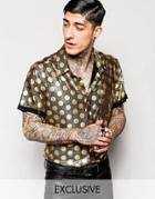Reclaimed Vintage Party Shirt With Gold Spots In Regular Fit - Black