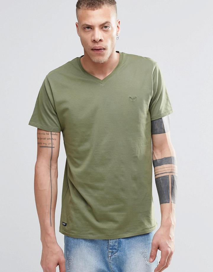 Threadbare V-neck T-shirt - Green