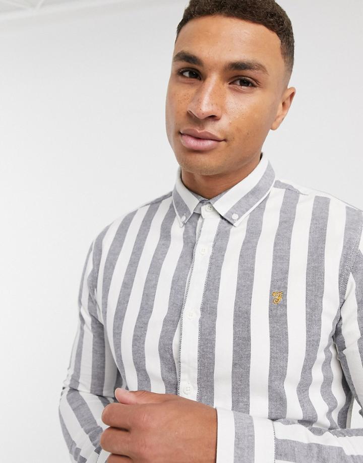 Farah Milton Striped Shirt In Navy And White