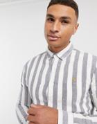 Farah Milton Striped Shirt In Navy And White