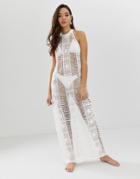 Asos Design Ladder Lace Bodycon Maxi Beach Dress-white