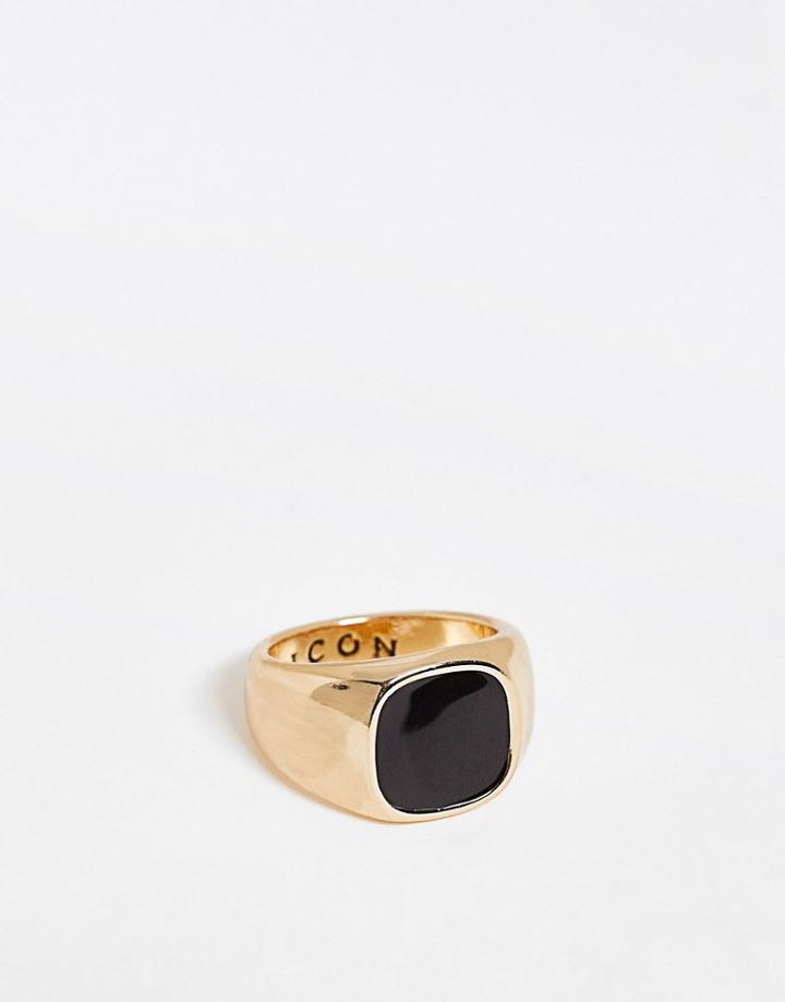 Icon Brand Sunday Enamel Signet Ring In Gold