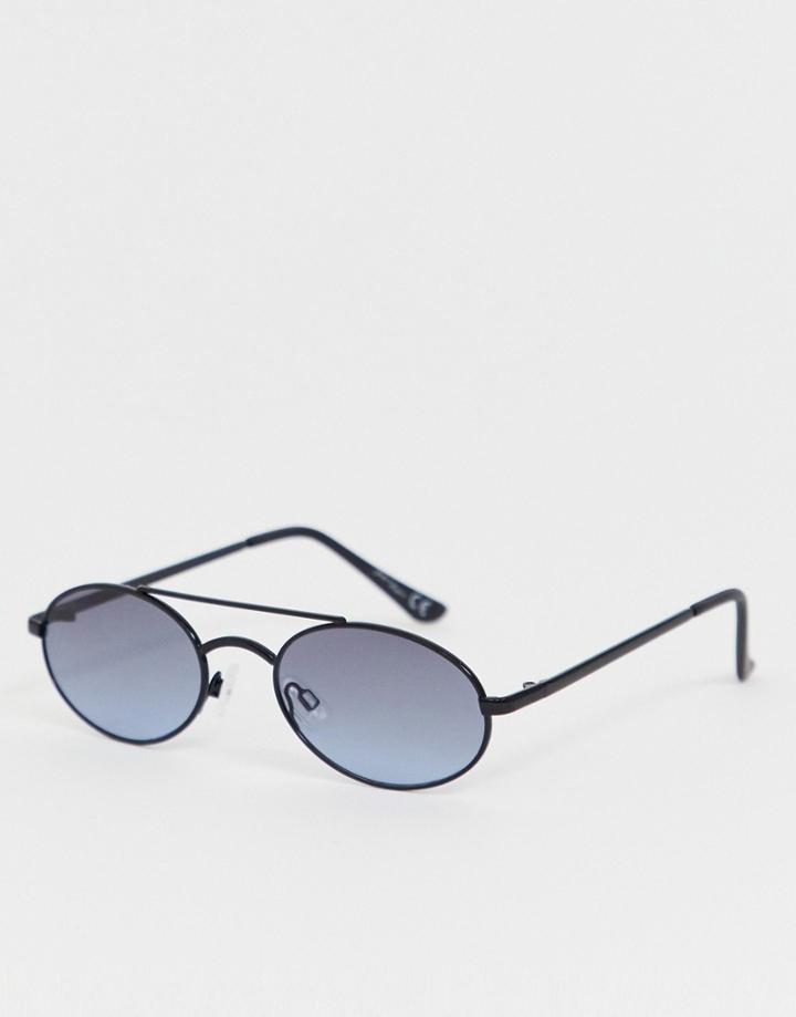 Jeepers Peepers Slim Oval Sunglasses In Black - Black