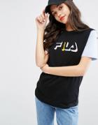 Fila Relaxed Boyfriend T-shirt With Contrast Sleeves - Blue