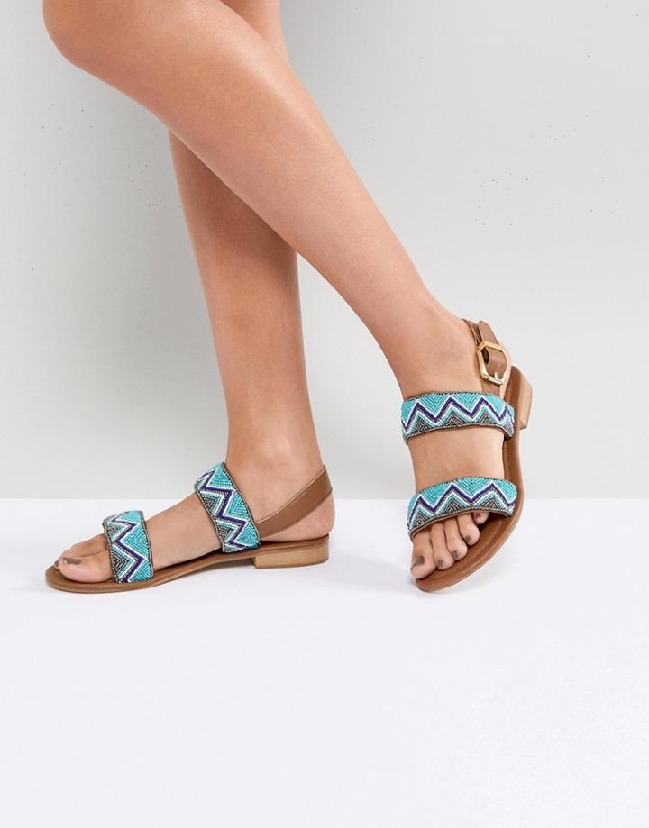 Ravel Beaded Leather Sandal - Blue