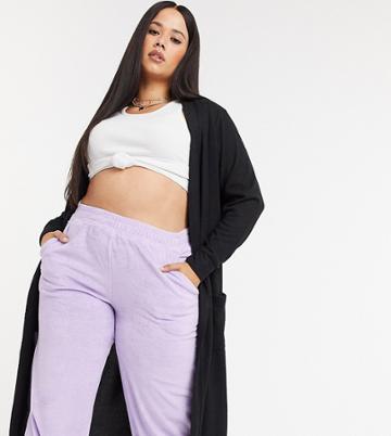 Noisy May Curve Longline Cardigan In Black