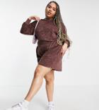Asos Design Curve Terry Short With High Waist In Chocolate - Part Of A Set-brown