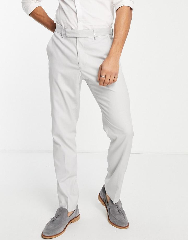 Asos Design Wedding Slim Suit Pants In Micro Texture In Ice Gray
