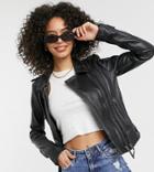 Barney's Originals Tall Beppe Leather Jacket With Ribbed Detail-black