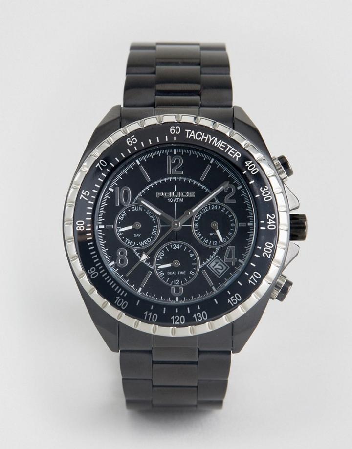 Police Navy Black Bracelet Watch With Black Multi Functional Dial - Black