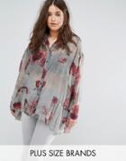 Religion Plus Faded Rose Shirt With Ruffle Hem - Multi