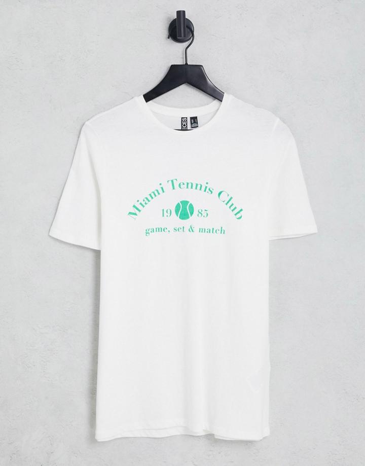 Pieces Tennis Club T-shirt In White