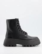 Asos Design Alert Chunky Lace Up Boots In Black
