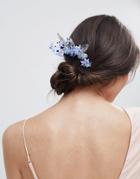 Asos Design Metal Leaf Jewel And Pearl Floral Hair Clip - Multi