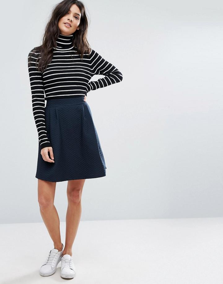 Vila Textured Skater Skirt - Blue