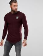 Siksilk Muscle Long Sleeve T-shirt In Burgundy - Red