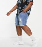 New Look Plus Skinny Denim Shorts In Washed Blue-blues