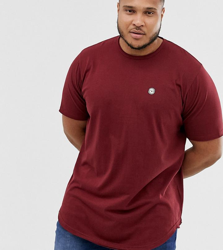Le Breve Plus Raw Edge Longline T-shirt-red