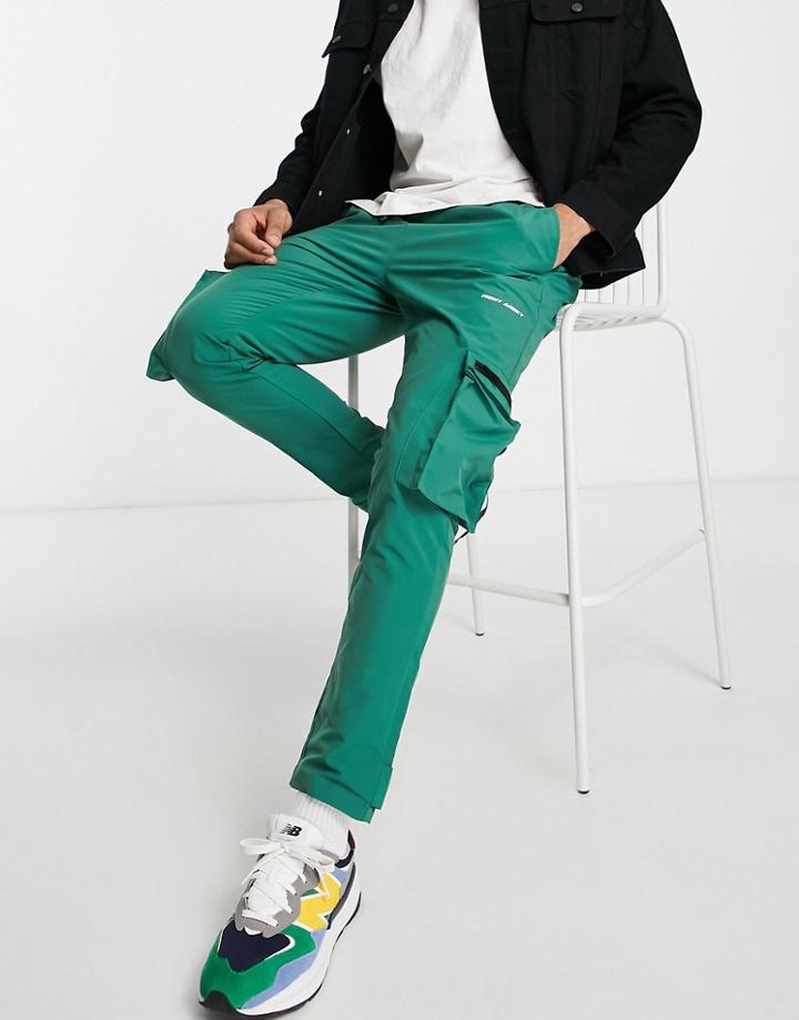 Night Addict Tapered Elasticated Utility Pants With Cuff Adjusters In Green - Part Of A Set