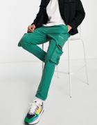 Night Addict Tapered Elasticated Utility Pants With Cuff Adjusters In Green - Part Of A Set