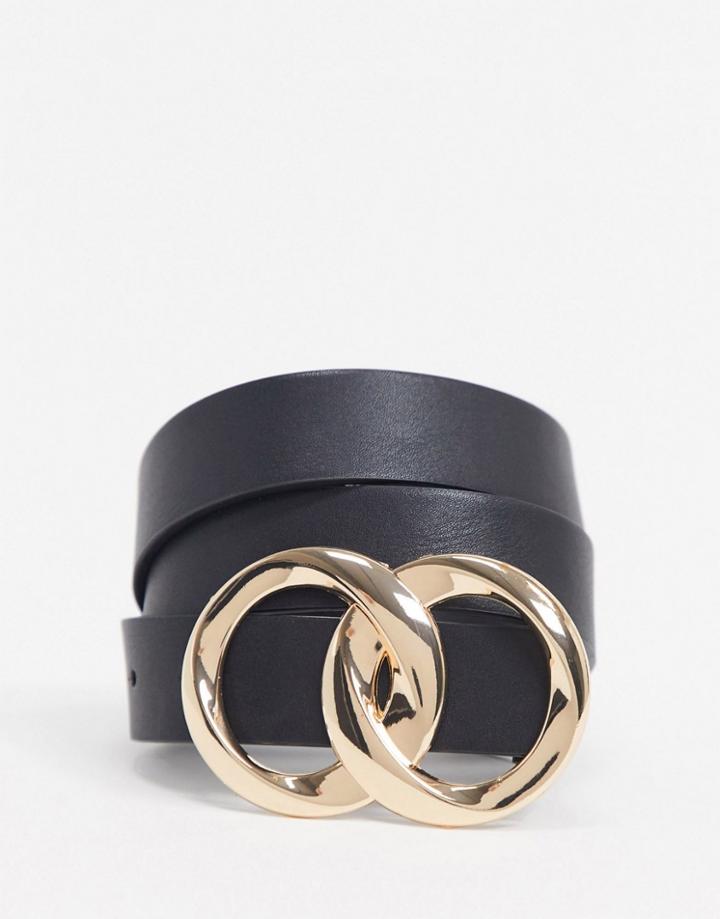 Asos Design Double Chain Circle Waist And Hip Belt In Black