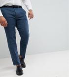 Asos Plus Skinny Suit Pants In Blue Gradient Wool Blend Check - Blue