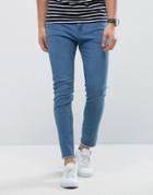 Only & Sons Skinny Light Blue Jeans With Raw Edge - Blue