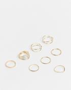 Topshop Stacking Ring Multipack X 8 In Gold
