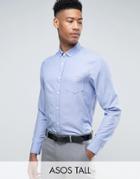 Asos Tall Regular Fit Casual Oxford Shirt In Blue - Blue