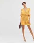 Keepsake Embrace Mini Dress In Golden Floral-yellow
