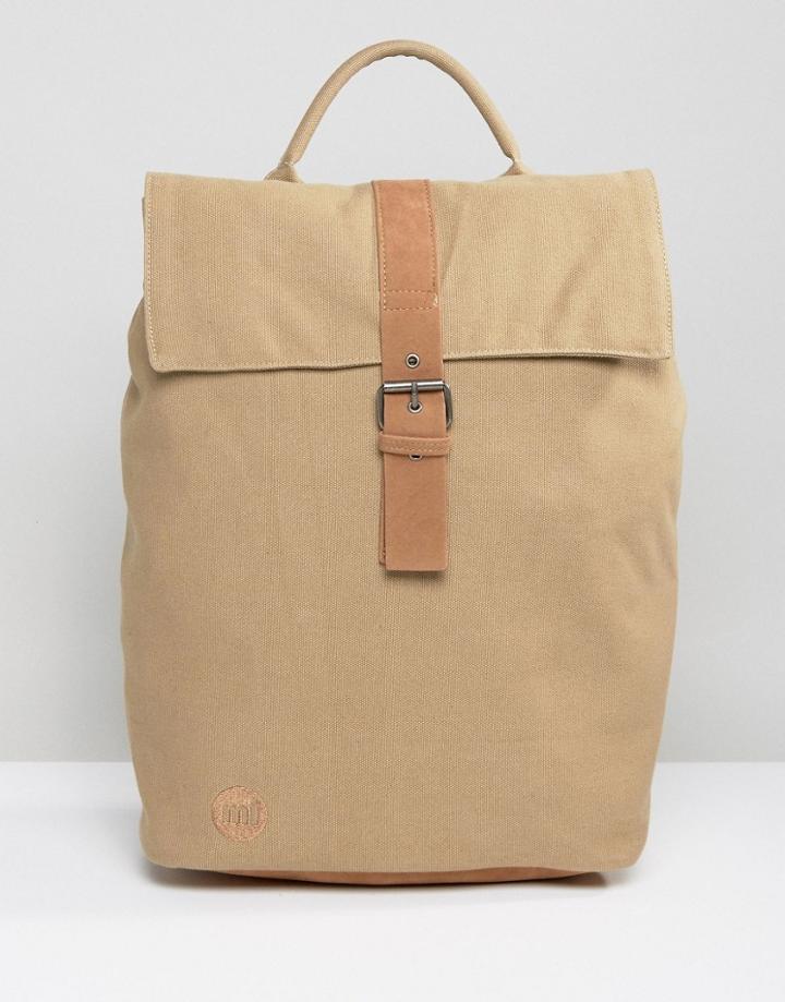 Mi-pac Day Pack Canvas Fold Top Backpack In Sand - Beige
